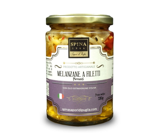 Melanzane a filetti con peperoncino con olio evo 330 g