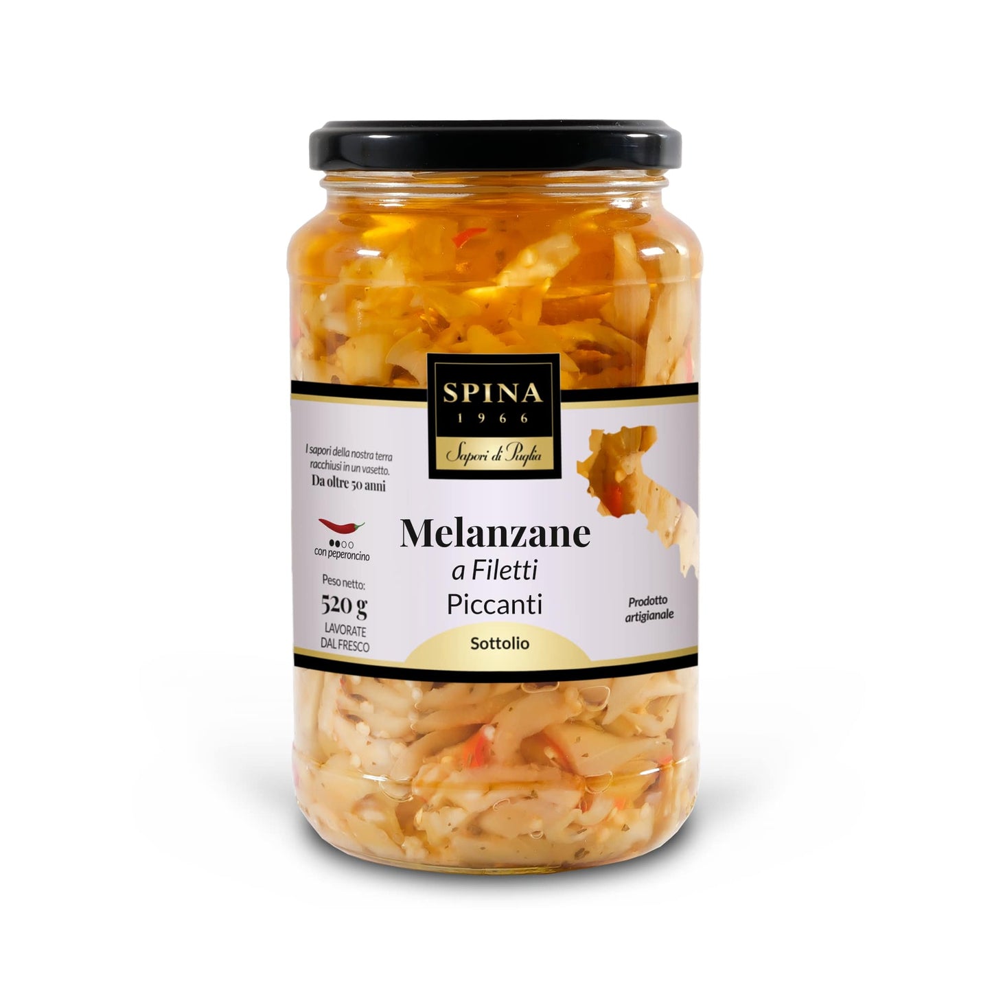 Melanzane a filetti con peperoncino 520 g