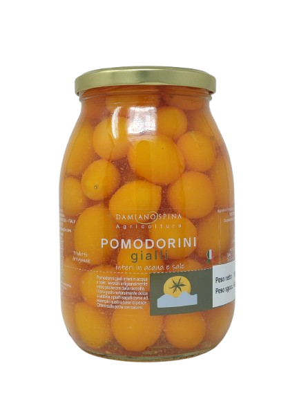 Pomodorino Giallo Intero in acqua e sale P/netto 950 g p/sgocc. 600 g