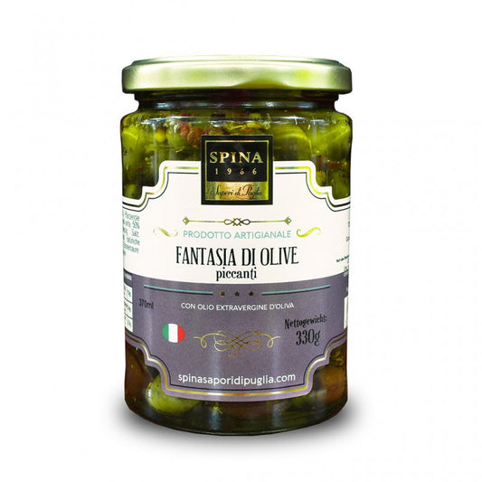 Fantasia di Olive con peperoncino con olio evo 330 g